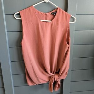 Sleeveless Tie-Front Blouse - Rose